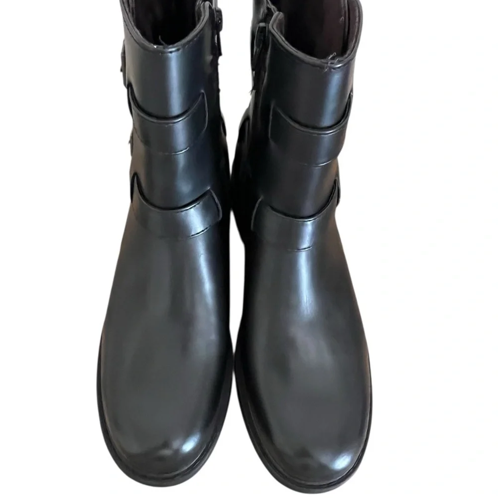 NEW BØC Black faux leather Combat & Moto Boots 9.5M - Picture 8 of 10
